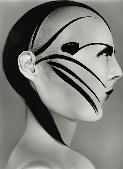 Image similar to female head made of tropical fish, surreal photography by Man Ray