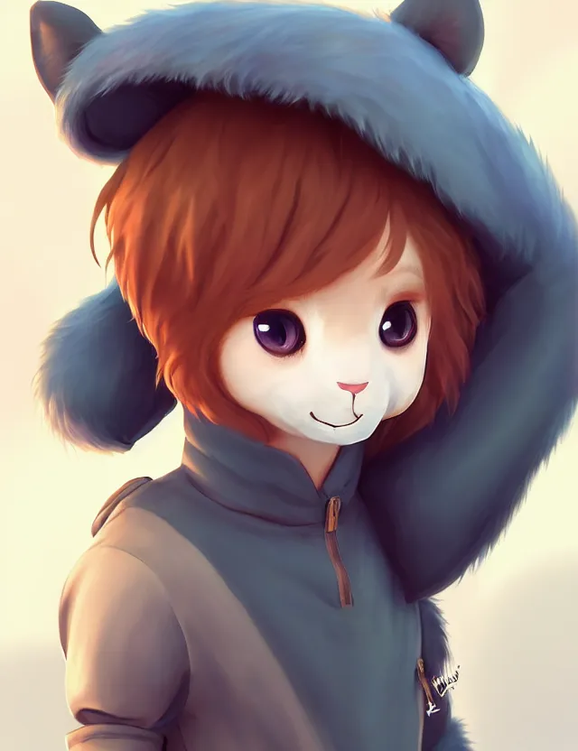 Prompt: cute young anthropomorphic male furry wearing a kigurumi | | cute - fine - face, pretty face, key visual, realistic shaded perfect face, fine details by stanley artgerm lau, wlop, rossdraws, james jean, andrei riabovitchev, marc simonetti, and sakimichan, trending on artstation
