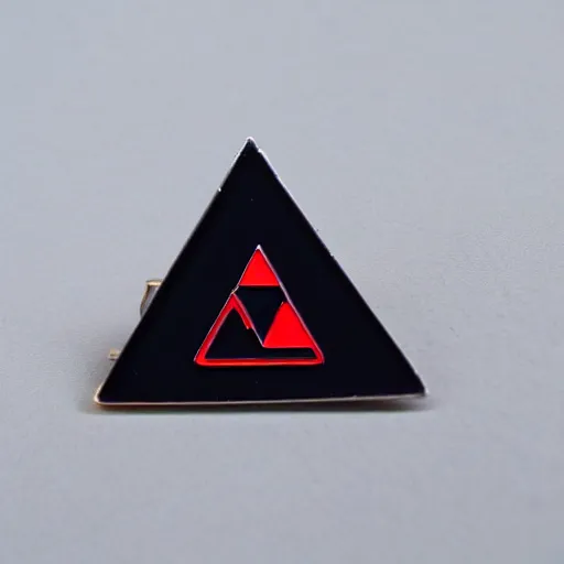 Image similar to a triangle enamel pin of a fire hazard label, smooth curves