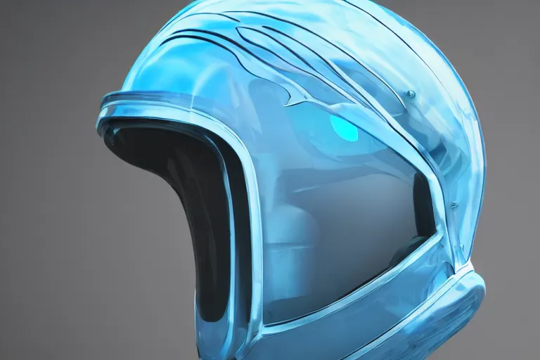 Prompt: futuristic fluid aquamarine helmet visor, intricate, glowing, eyecandy, colorful, 3 d, octane render, photorealistic, modern, warp,