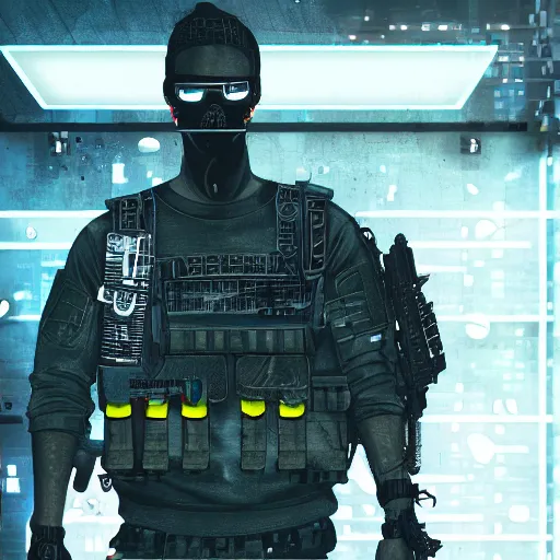 Image similar to digital mascot for special operations service in cyberpunk style