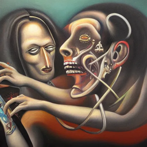 Image similar to a gamblers sorrow, surrealism, oil and acrylic on canvas, high detail