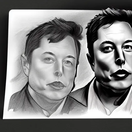 Image similar to a graphite sketch of a poorly drawn Elon Musk