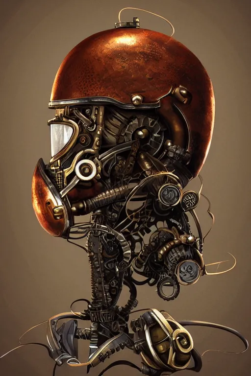 Image similar to steampunk helmet fantasy art mask robot ninja stylized digital illustration sharp focus, elegant intricate digital painting artstation concept art global illumination ray tracing advanced technology chaykin howard and campionpascale and cooke darwyn and davis jack