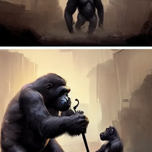 Image similar to 🦍 digital Art, Greg rutkowski, Trending artstation,cinematic