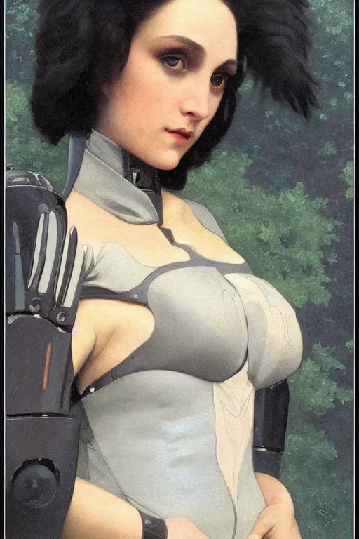 Image similar to portrait of raven, perfect future, iridescent color palette, art by bouguereau, 1 9 7 0 s retro future robot android. muted colors