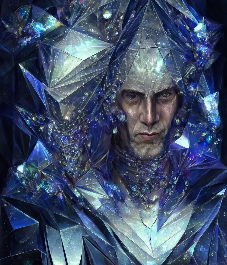 Image similar to front!!! shot of a court jester!!! character, mesmerizing fractal hypercubes, platinum cracked, dark holography!!!, future, metallic galactic, crystalline edges, polygonal, elegant, highly detailed, centered, (((artstation, concept art, jagged, sharp focus, artgerm, Tomasz Alen Kopera, Peter Mohrbacher, donato giancola, Joseph Christian Leyendecker, WLOP, Boris Vallejo))), ((raytracing)), mugshot!!!!!, ugly!!!!!!, octane render, nvidia raytracing demo, octane render, nvidia raytracing demo, octane render, nvidia raytracing demo, 8K