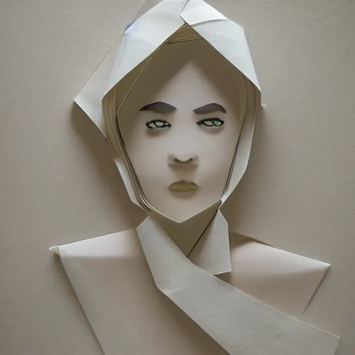 Prompt: a sensual girl made of folded paper,