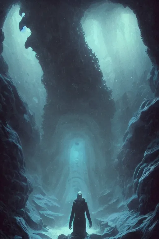 Prompt: lovecraft cthulhu in a blue cave underwater, by Greg Rutkowski , 8k, photorealistic, cinematic lighting, HD, high details, dramatic, atmospheric , vibrant high contrast, trending on artstation