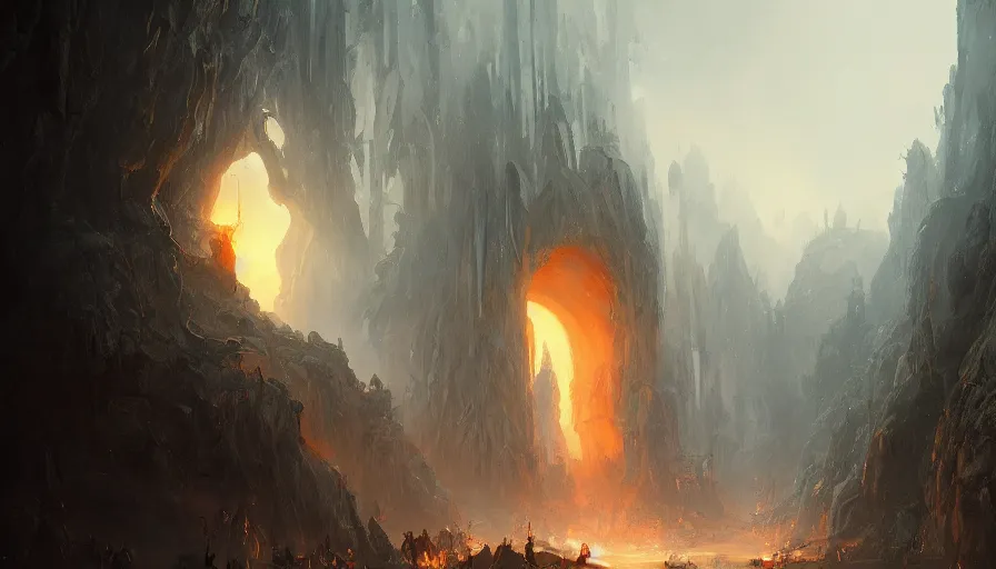 Image similar to A beautiful painting of a Gateway to hell by greg rutkowski and Kalin Popov , Trending on artstation HD.