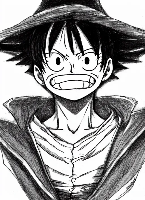 Prompt: sketch detailed of a luffy face, depth of field,