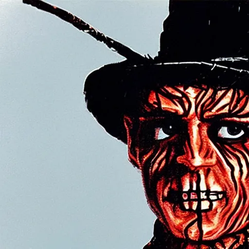 Image similar to (Johnny Depp) as Freddy Krueger from the movie A Nightmare on Elm Street