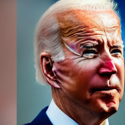 Image similar to Joe Biden with colorful clown makeup all over his face