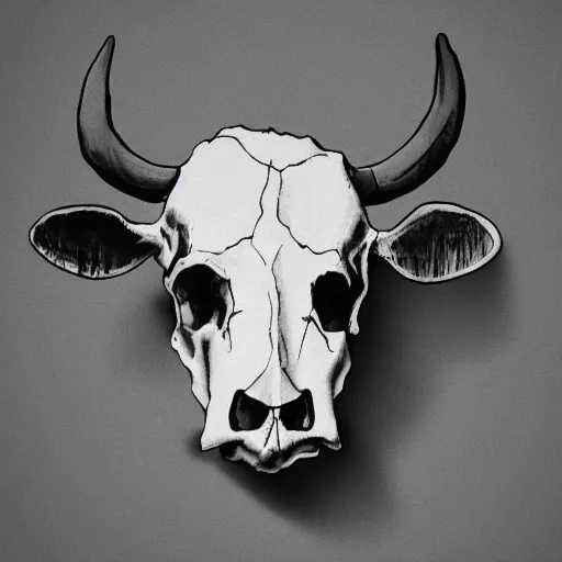 Prompt: a skull that looks like a friendly cow