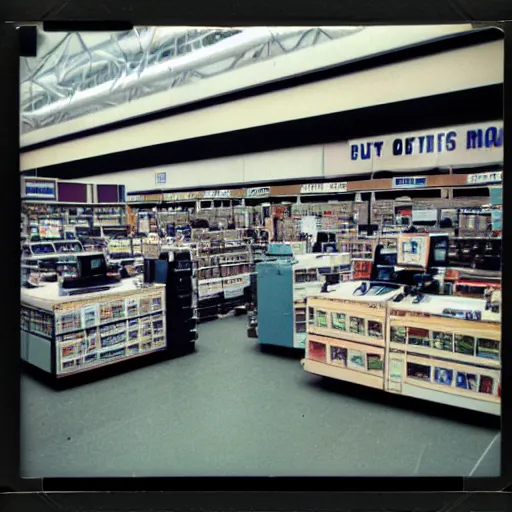 Image similar to “Fred Meyer electronics department in 1990. Polaroid”