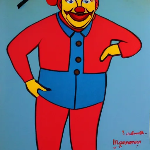 Prompt: communist clown portrait painting soviet propaganda poster overweight