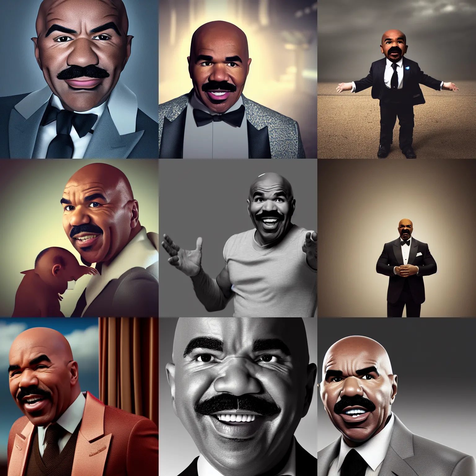 Prompt: a dramatic photograph of steve harvey but as a baby!!!!, cinematic, concept art, hyperrealistic, 4 k, octane render