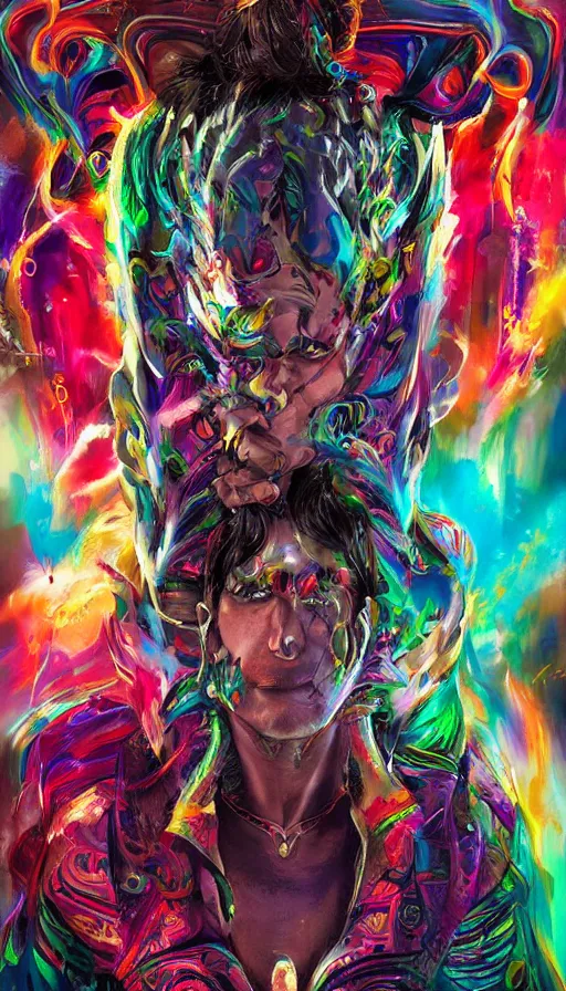 Image similar to psytrance artwork, by sam spratt, kazuya from tekken
