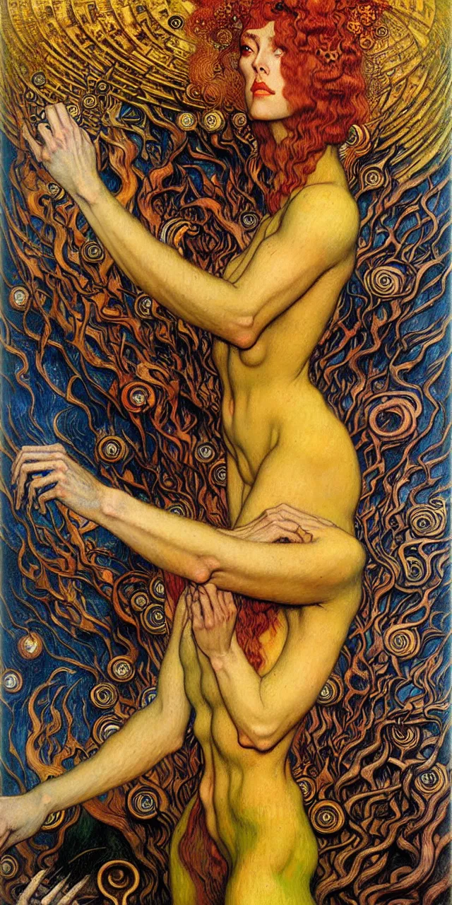 Image similar to Divine Chaos Engine by Karol Bak, Jean Delville, William Blake, Gustav Klimt, and Vincent Van Gogh, symbolist, visionary