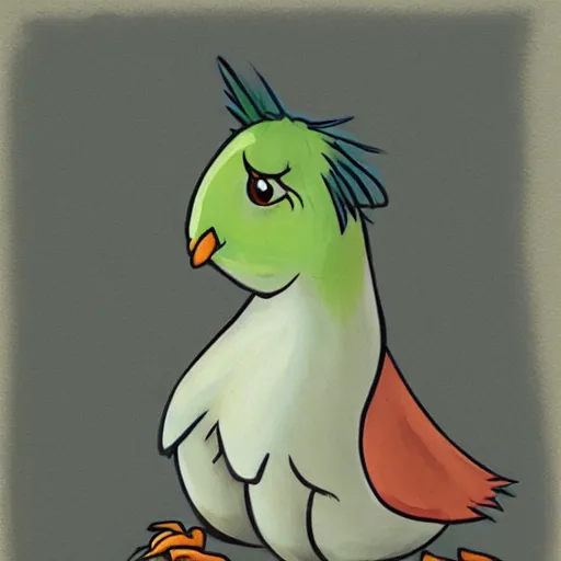 Image similar to painting of an exhausted anthropomorphic bird, furaffinity