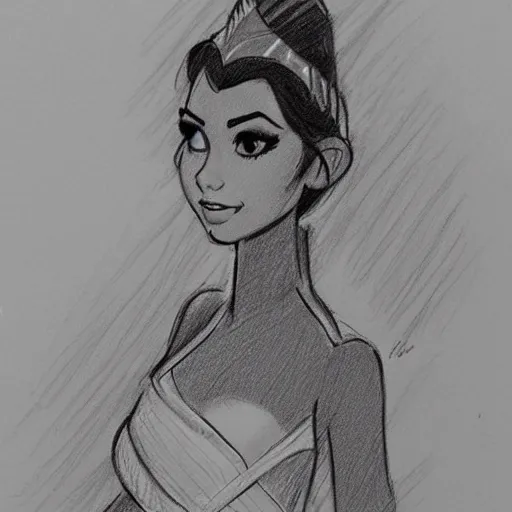 Image similar to milt kahl sketch of victoria justice as princess padme from star wars episode 3