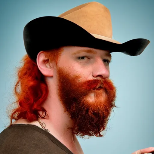 Image similar to drunk redhead cowboy with sideburns