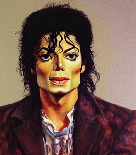 Image similar to portrait of michael jackson by philip pearlstein, high quality, high detail