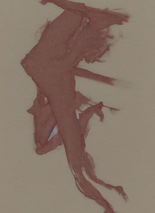 Image similar to richard lack, study for andromeda. sanguine on paper.