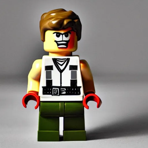 Image similar to rambo as a lego figurine