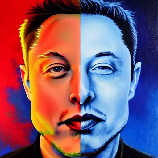 Image similar to this is a painting with the theme elon musk inner peace on the artstation trending page of year 2 2 2 2