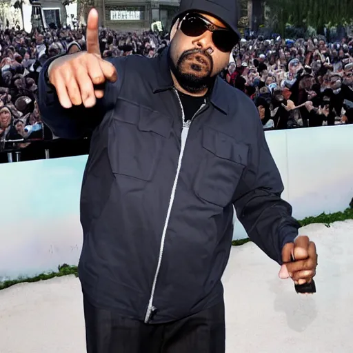 Prompt: the rapper Ice Cube in an ice cube