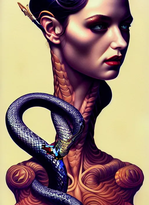 Image similar to snake portrait, by tristan eaton stanley artgerm and tom bagshaw.