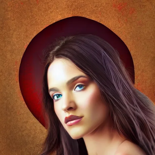 Image similar to painting of a beautiful woman's face, doorway to another world in the middle of her forehead, digital art