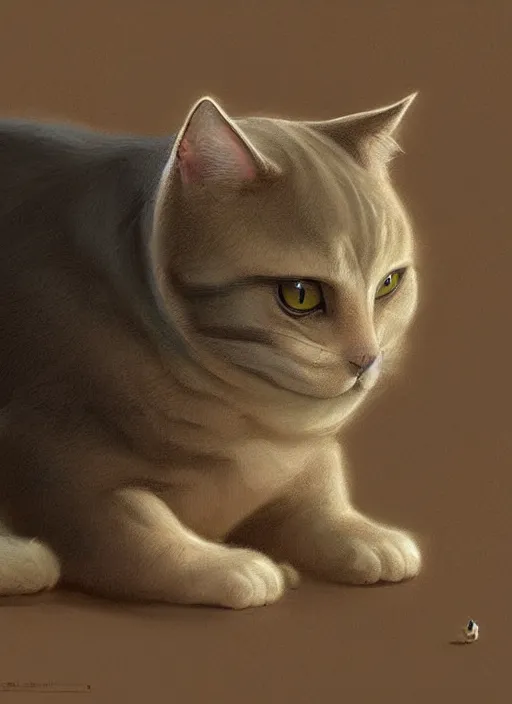 Image similar to digital _ painting _ of _ a really obese cat _ by _ filipe _ pagliuso _ and _ justin _ gerard _ symmetric _ fantasy _ highly _ detailed _ realistic _ intricate _ port