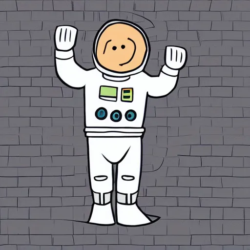 Image similar to quirky round man wearing a space suit full body no arms cartoon style