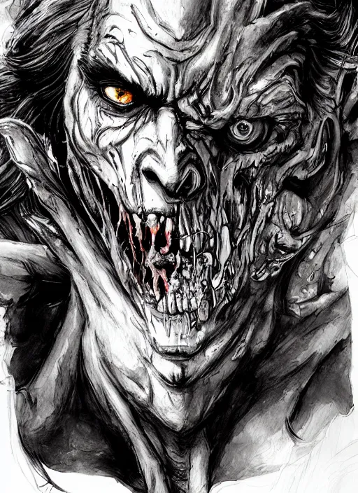Prompt: portrait, Zombified beast, beauty and the beast, watercolor, dramatic lighting, cinematic, establishing shot, extremly high detail, foto realistic, cinematic lighting, pen and ink, intricate line drawings, by Yoshitaka Amano, Ruan Jia, Kentaro Miura, Artgerm, post processed, concept art, artstation, matte painting, style by eddie mendoza, raphael lacoste, alex ross