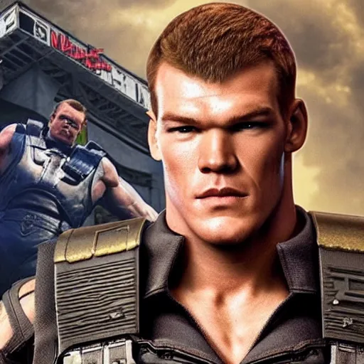 Prompt: alan ritchson playing bj blazkowicz in the live - action wolfenstein film