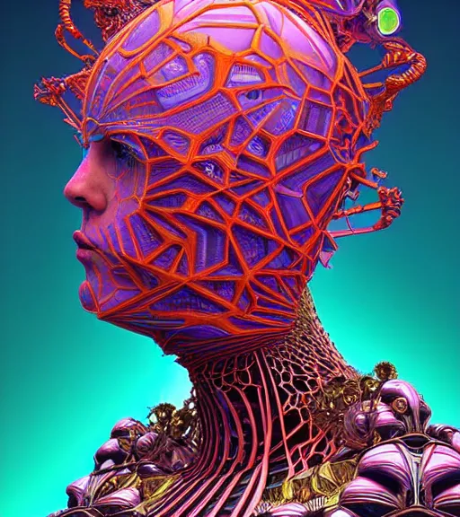 Prompt: artstation futuristic 3 d model of hyper - detailed beautiful groovypunk queen of neon magma in full regal attire. face portrait. art nouveau!!!, symbolist, visionary, baroque, giant fractal details. horizontal symmetry by zdzisław beksinski, iris van herpen, raymond swanland and alphonse mucha. hyper - real, beautiful