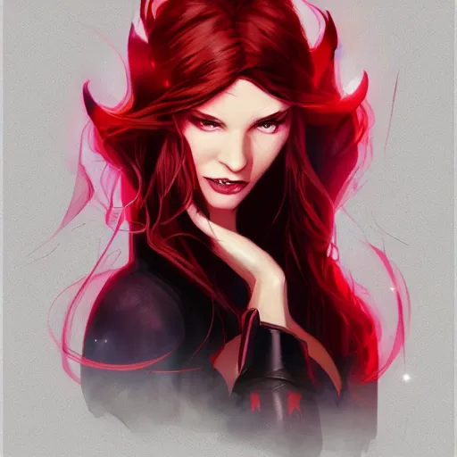 Prompt: the scarlet witch, concept art by ross tran