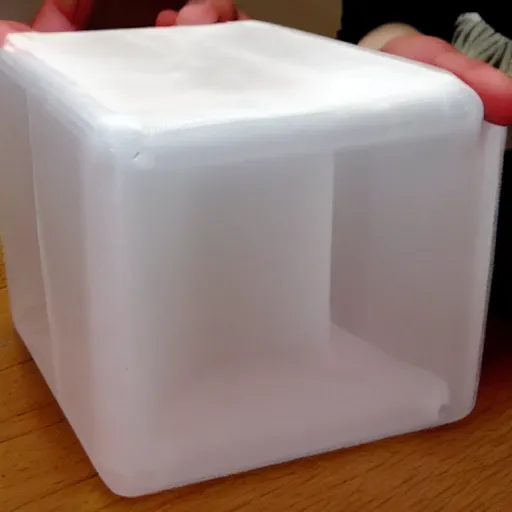 Image similar to a cube made of warping melting plastic