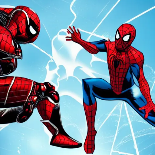 Prompt: iron man versus spider-man