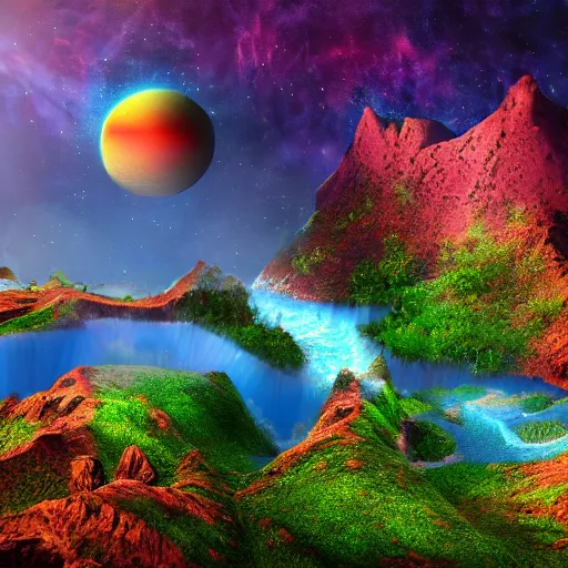 Prompt: fantasy planet, coliorful, 8 k resolution, award winning