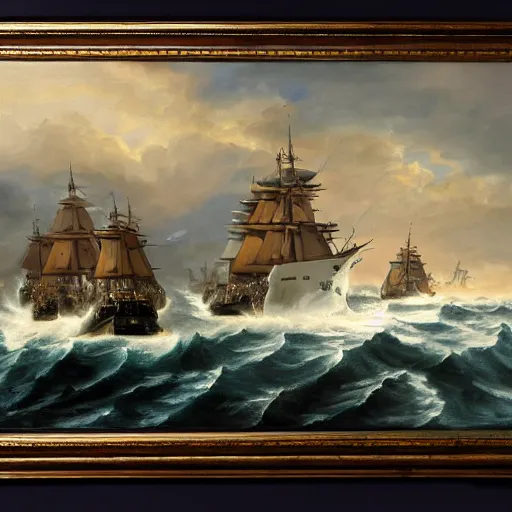 Image similar to Naval Battle 4k oil painting