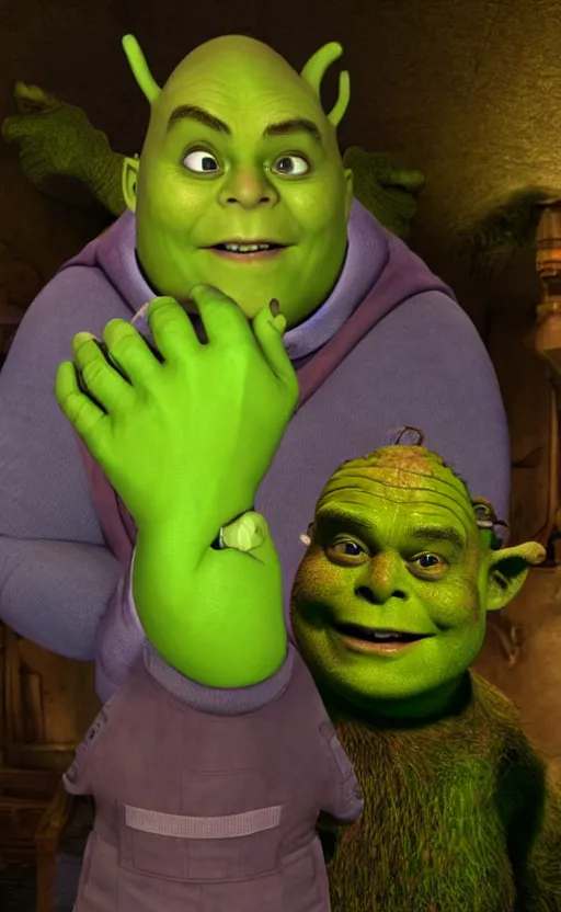 Prompt: elon musk mutates in shrek as a result of a bio - experiment, photorealistic, photo, realistic, 8 k, hdr, high quality, high resolution, detailed, 8 k quality, 8 k resolution