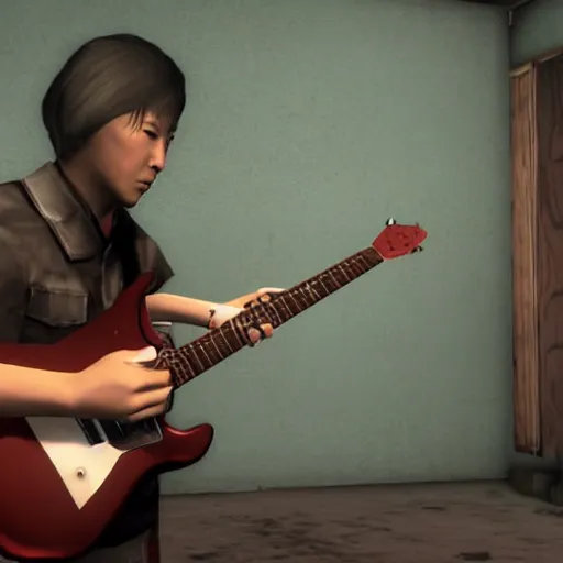 Image similar to Tatsuro Yamashita performs music for a lone child, 3rd person, Fallout New Vegas, with GUI