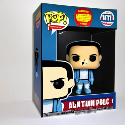 Image similar to individual funko pop, alan turing silk screen butcher billy style