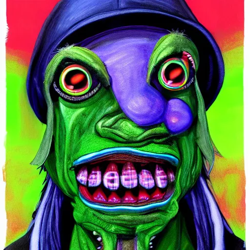 Image similar to a snoop dogg tennis ball monster, snoop dogg, colorful, digital art, fantasy, magic, chalk, trending on artstation, ultra detailed, professional illustration by basil gogos