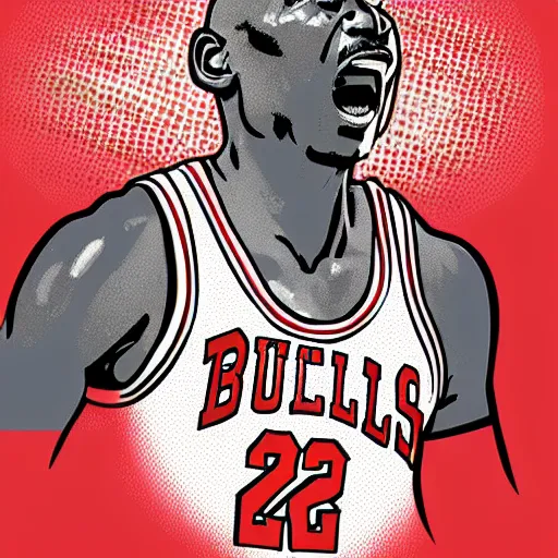 Image similar to iconic illustration micheal jordan chicago bulls pop art