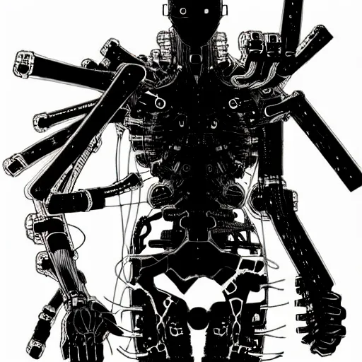 Prompt: cyborg by Tsutomu Nihei, highly detailed