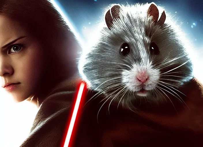 Image similar to movie still, star wars, hamster, cinematic, sharp focus, cinematic lighting, 8 k